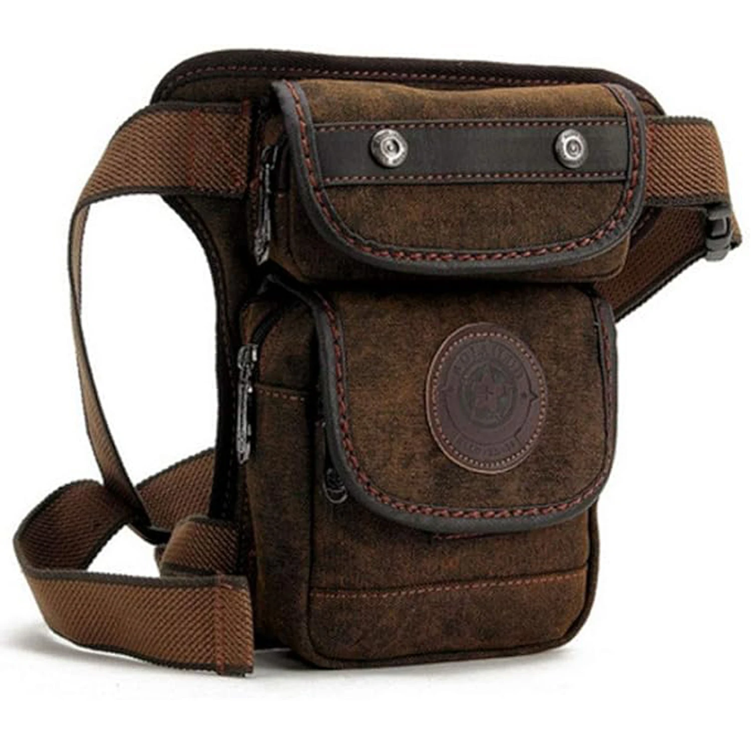 Canvas Waist Bag for Men, Tactical Hiking Outdoor Climbing Motorcycle Cyclist Fanny Pack, Coffee Color