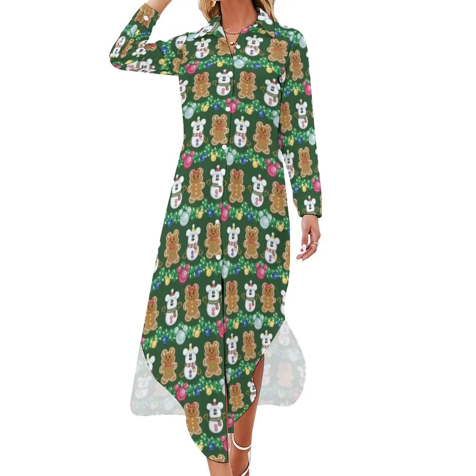 

Happy Holiday Gingerbread Long Sleeved Shirt Dress long sleeve dresses dresses for women 2024 fairy dress