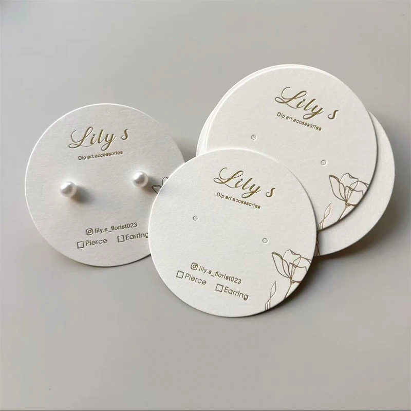 Kartu Display Anting Custom, Kartu Nail Art, Kartu Kalung, Tempat Perhiasan DIY, Kemasan Label Bisnis Kecil Dengan Logo Emas