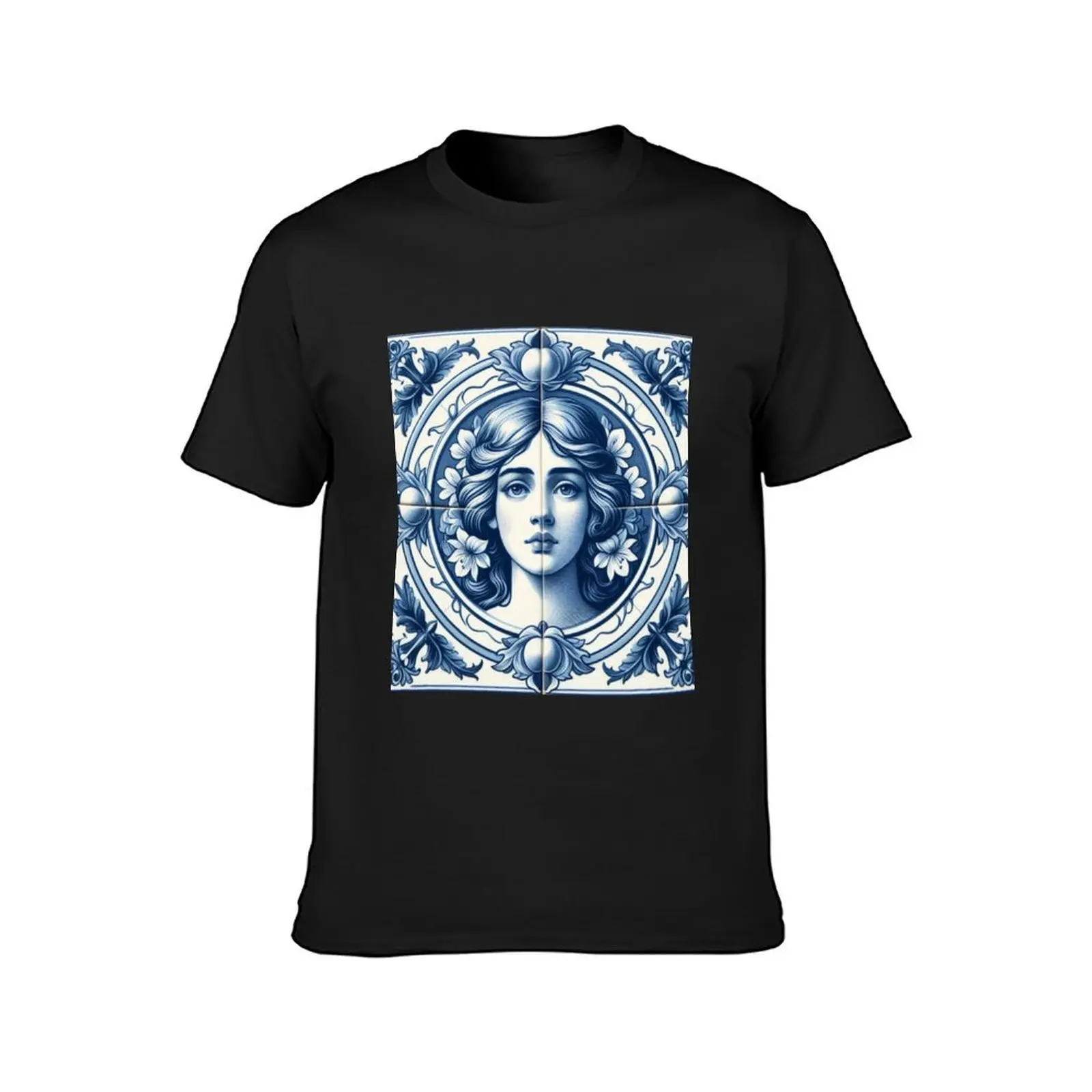 Delft Tile With Woman Face No.4 T-Shirt quick-drying oversizeds for a boy quick drying mens t shirt