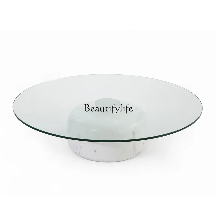 

LD33Natural Marble round Tea Table Tempered Glass Tea Table