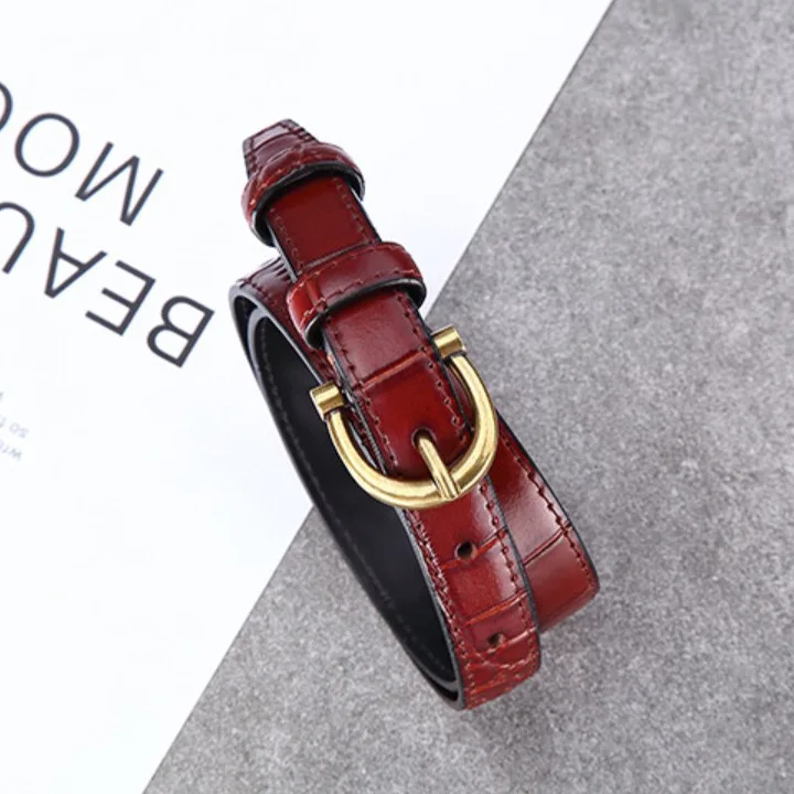 المرأة حزام جلد التمساح نمط الزخرفية مباراة الجينز دعوى اللباس الخصر النحيف حقيقية السراويل الجلدية السوداء حزام الخصر #6