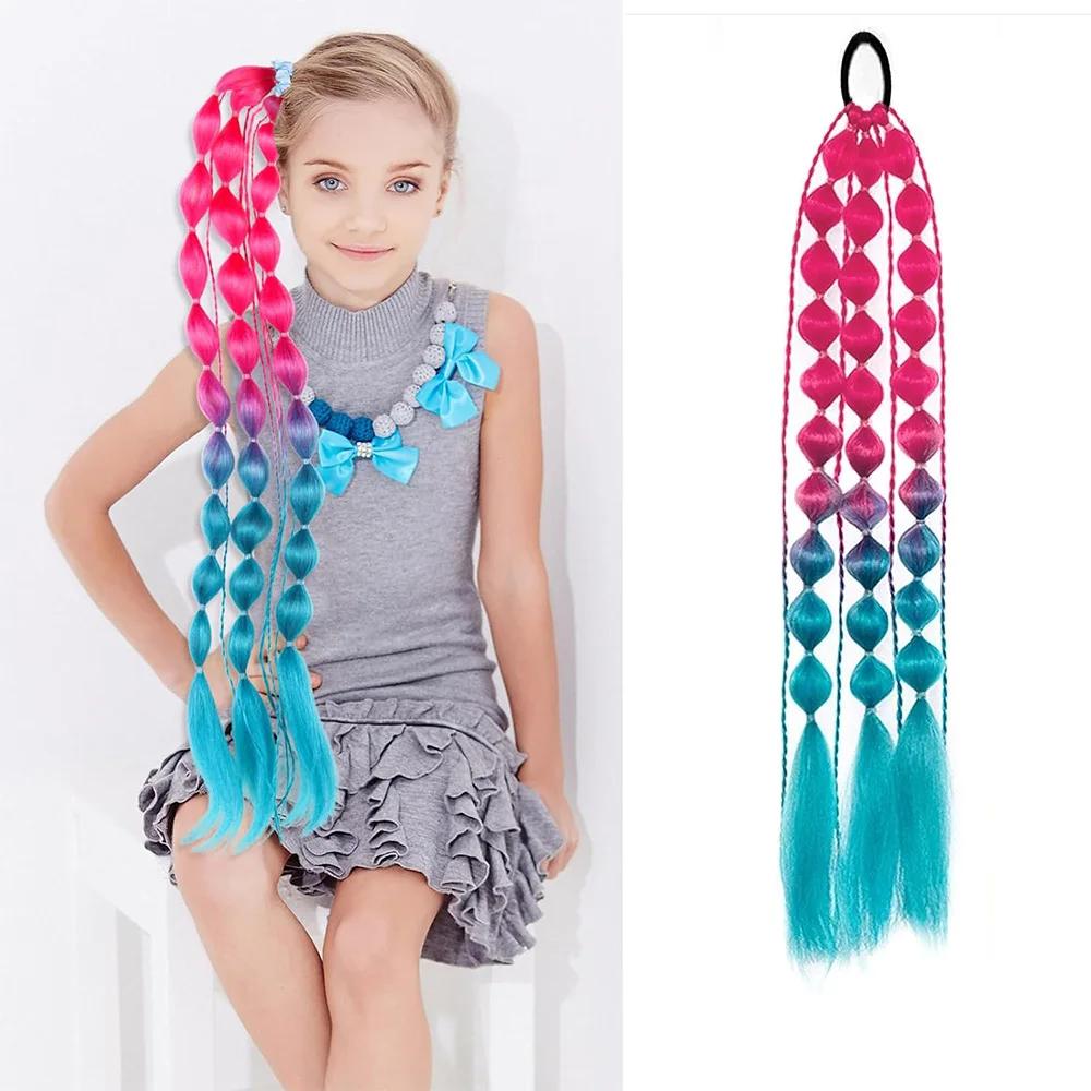 Synthetic Ponytail Extension Colorful Bubble Braid