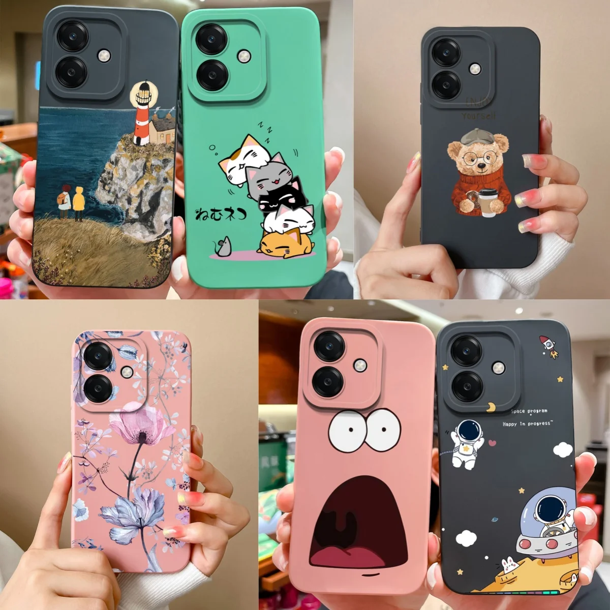 For Oppo A40 A40m A60 Phone Case Cool Bear Anti Drop Full Protection Cases For Oppo A 60 4G 5G Soft Liquid Silicone Back Cover