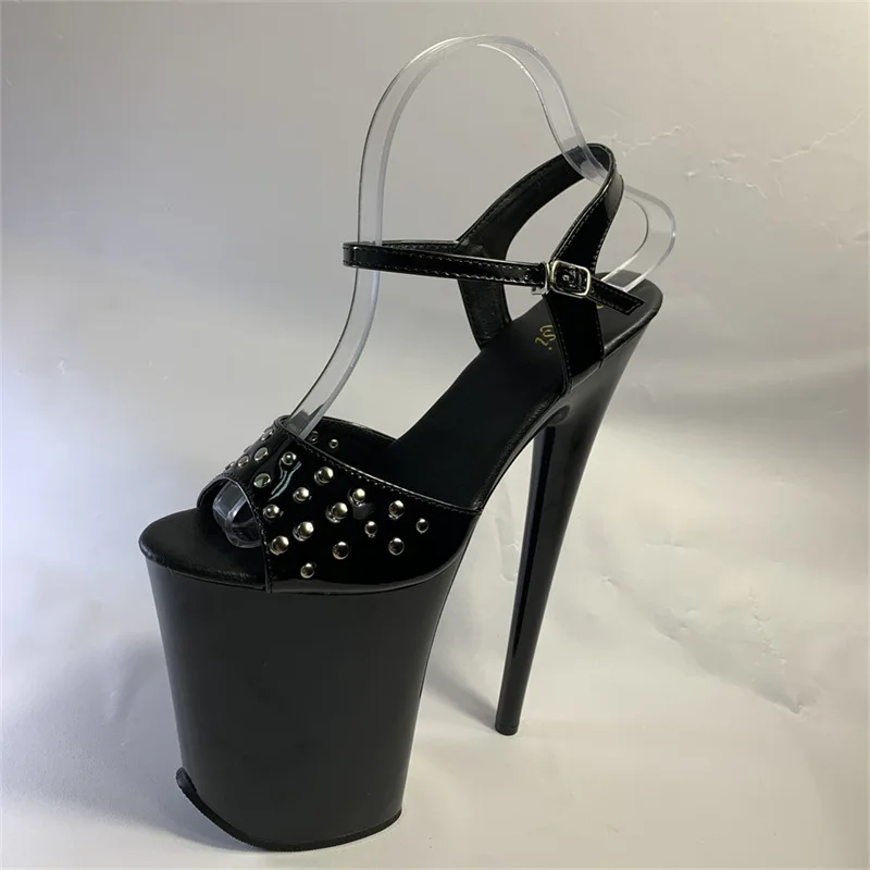 LAIJIANJINXIA 23cm/ 9inches shinny pu upper platform high heel sandals pole dance shoes