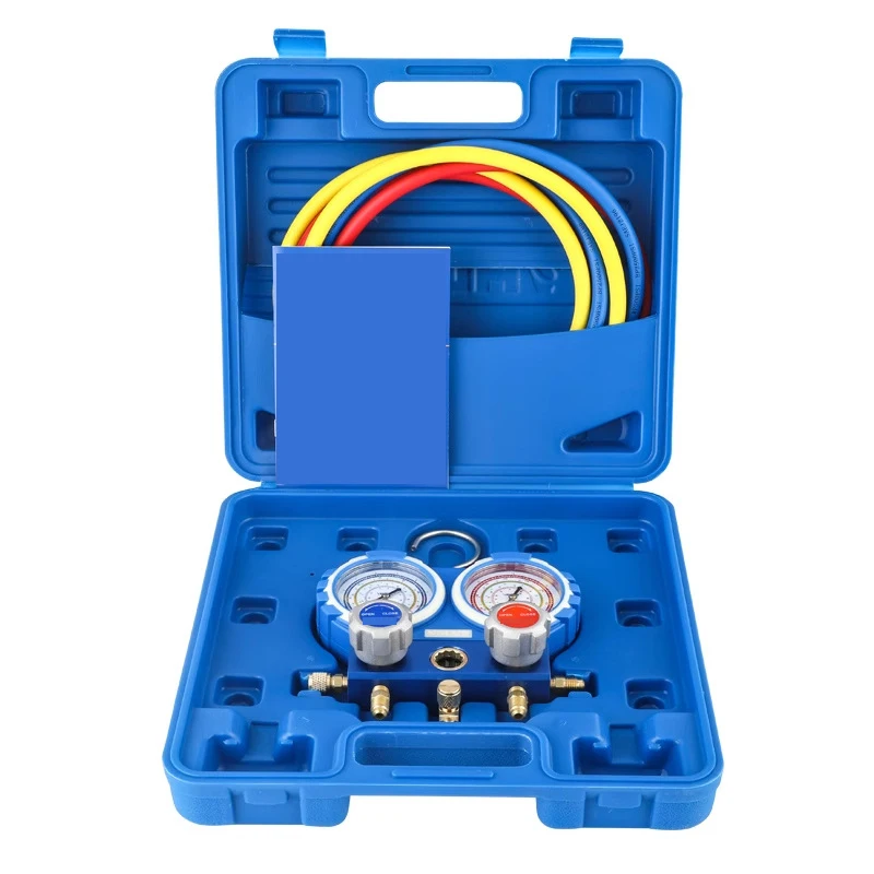 VMG-2-R410A-B/R22 Conjunto de medidor de coletor de refrigerante R410A R22 68mm Coletor de alumínio Medidor duplo com adaptador de vidro de visão