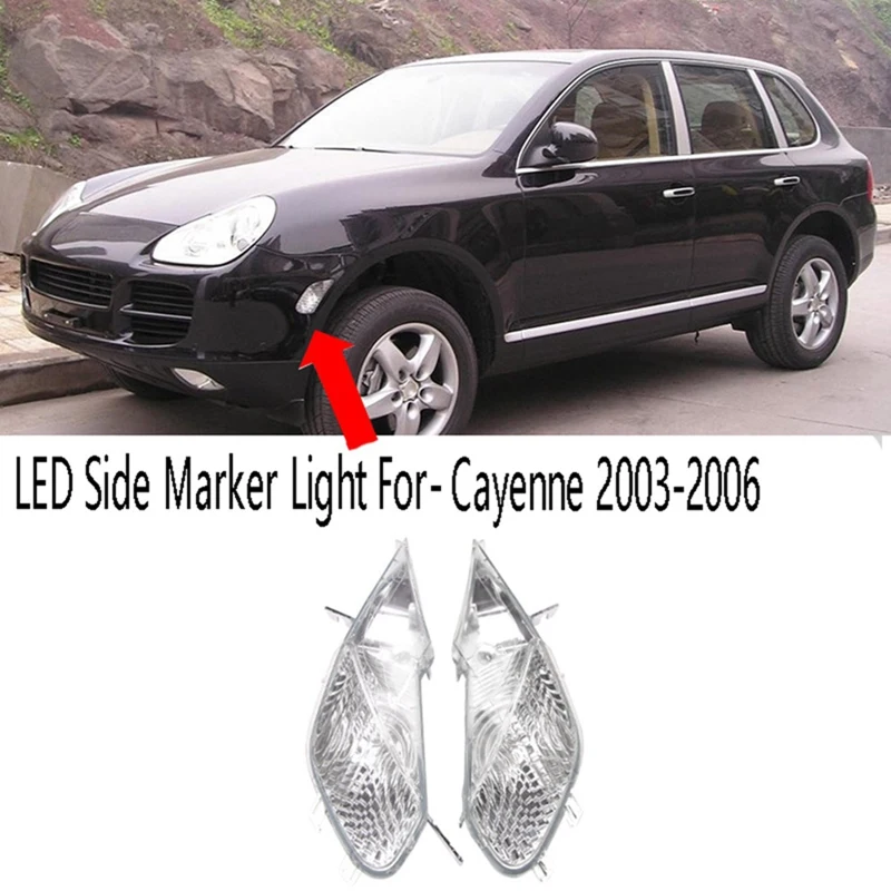 1Pair LED Side Marker Light For Porsche Cayenne 2003 2004 2005 2006 Style Turn Signal Lights 95563103301 95563103401