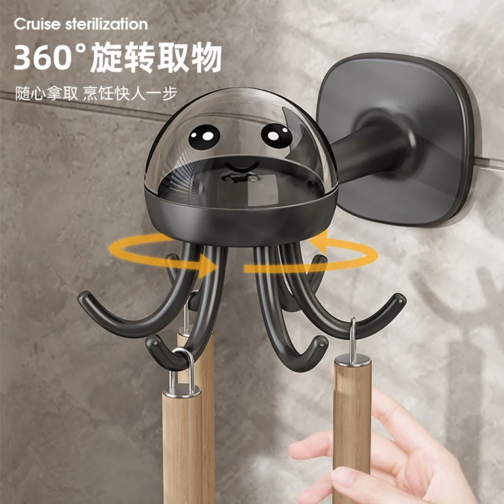 Multifunctional Six-claw Rotating Hook Rack Kitchen Wardrobe Storage 360-degree Traceless Hook Household Punch-free Sticky Hook