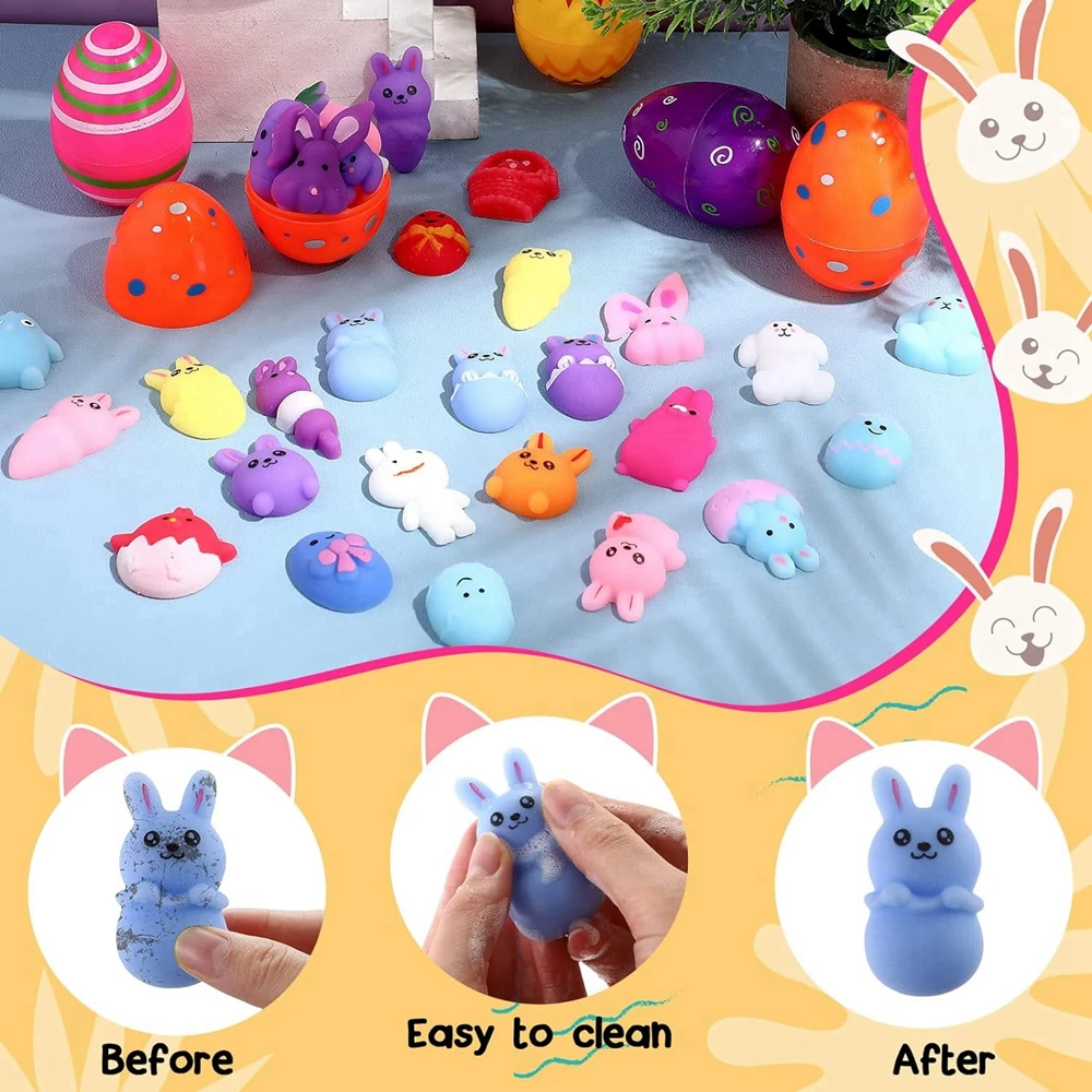 Easter 12/36PCS Mini Cat Animals Kawaii Mochi Squishy Toys Animal Squishies Stress Relief Basket Stuffers Party Favors Gifts