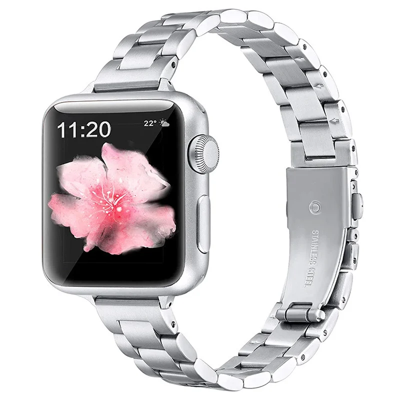 Apple Watch用スリムストラップ,女性用ステンレススチールブレスレット,44mm, 45mm, 49mm, 41mm, 40mm, 38mm,9,8,7 6、5、se、14mm