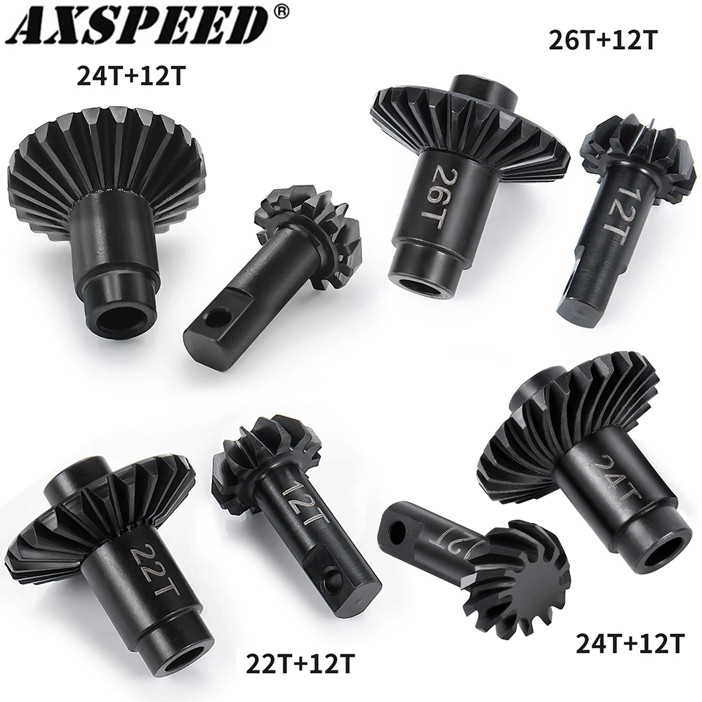 Axspeed 22/12t 24/12t 26/12t aço overdrive underdrive engrenagem helicoidal para 1/18 rc crawler axial trx4m peças de atualização