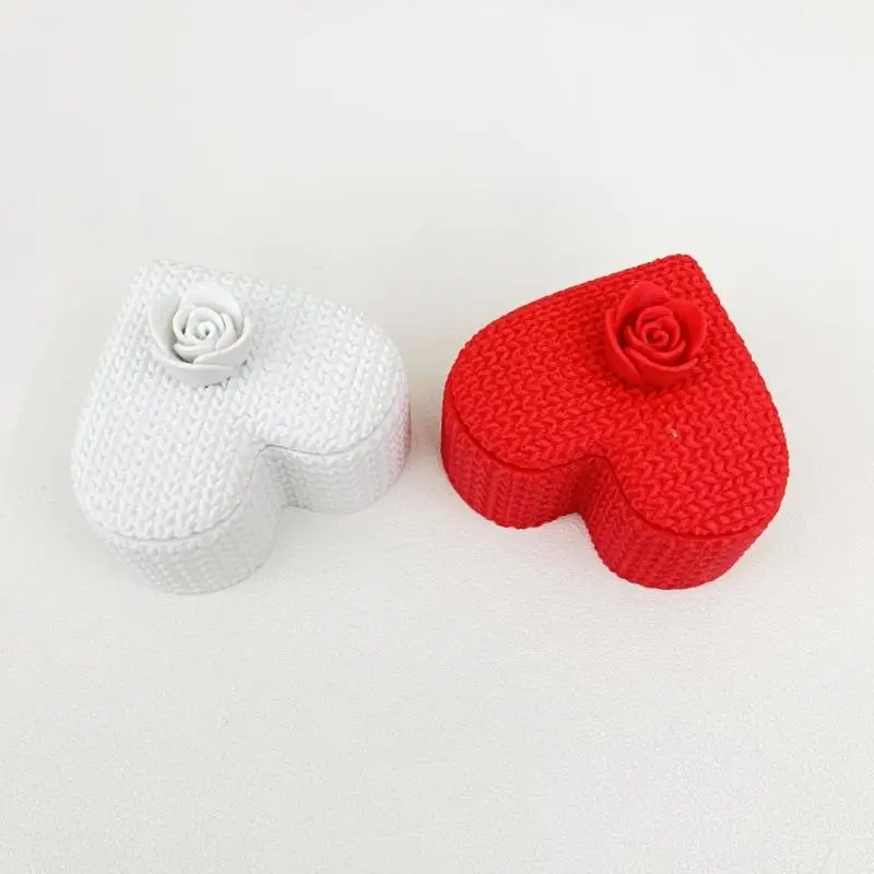 3D-печать в форме сердца, коробка для колец, дисплей для ювелирных изделий, помолвка, свадебные шкатулки для драгоценностей, дизайн розы, держатель для подарков для пары