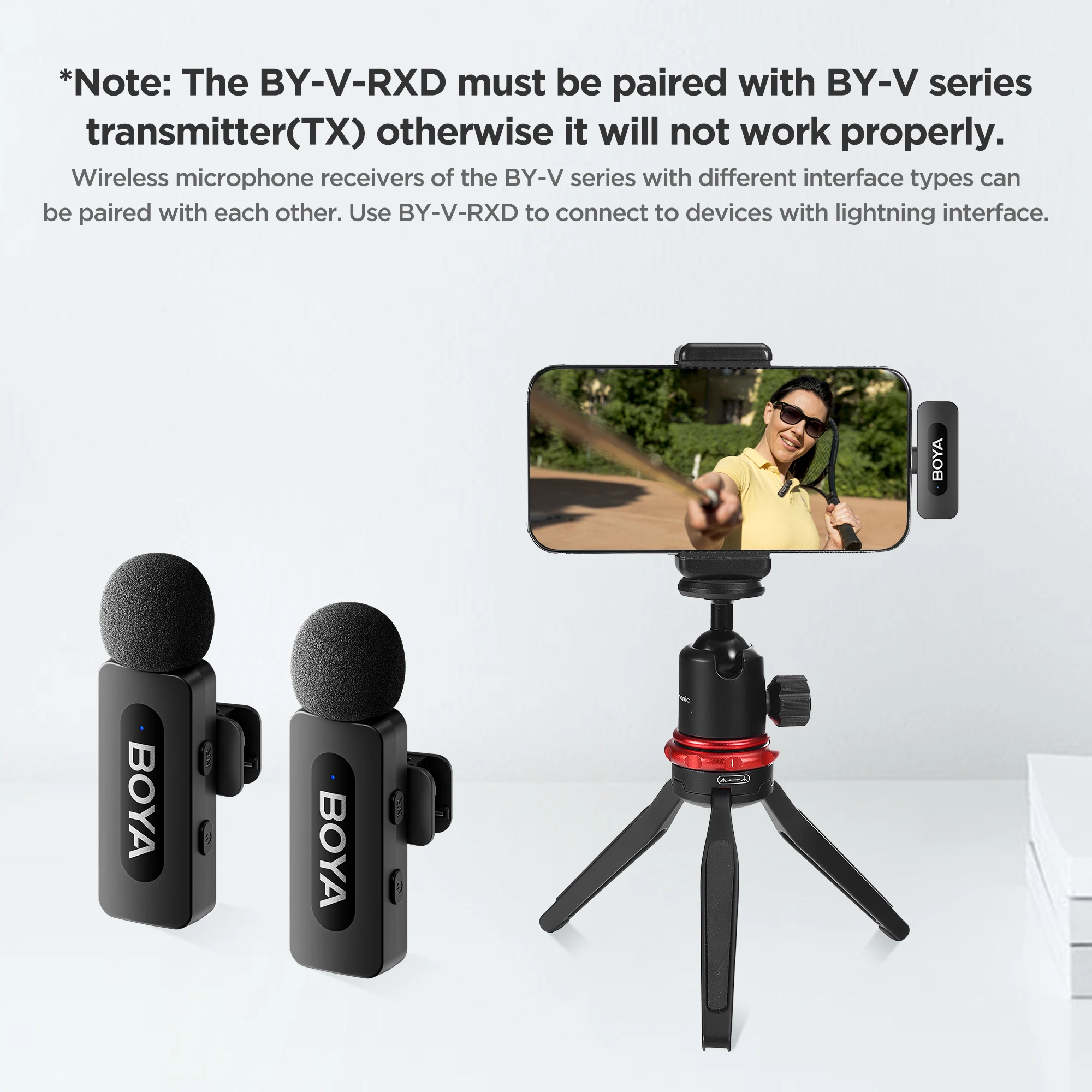 BOYA V Series Microphone Single Receiver Compatible with V1, V10, V2, V20 (Version 2.0), V3, V30, V3 Combo
