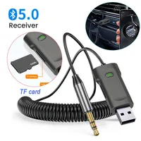 Bluetooth 5.3 Audio Adapter Wireless Car AUX Bluetooth Receiver USB to 3.5mm Jack TF Card Handsfree Adapdator for Car Speaker