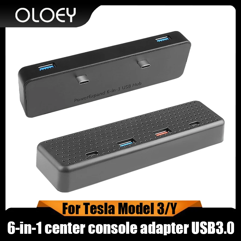 

For Tesla Model 3/Y upgraded version 6-in-1 center console adapter USB3.0