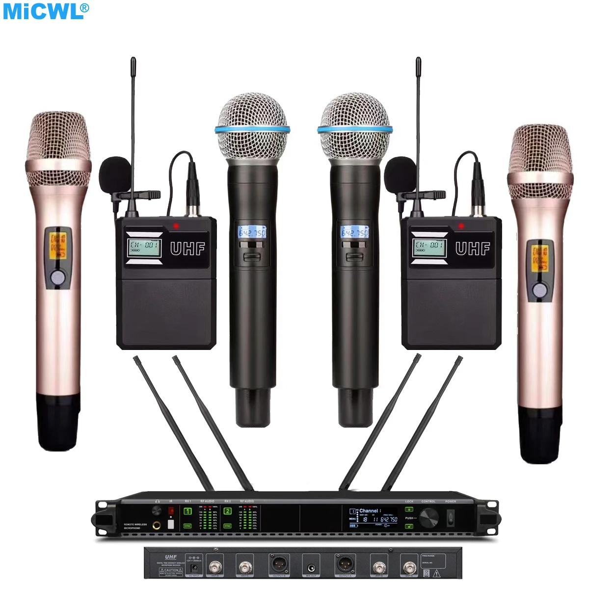 Axint AD4D 200 Channel Beta58 KSM9 Digital Wireless Karaoke Microphone System Headset Lavalier Stage Live Music Performance