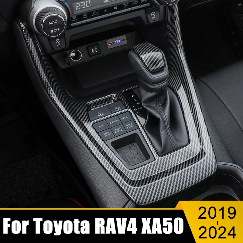 

For Toyota RAV4 XA50 Hybrid 2019-2021 2022 2023 2024 RAV 4 Hybrid ABS Carbon Car Gear Shift Panel Cover Trim Frame Case Sticker