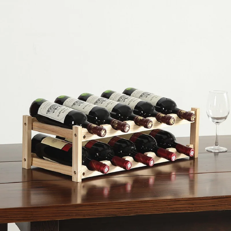 Simple Solid Wood Household Small Modern Wine Organizer Wine Rack Display Rack Wine Cabinet Living Room Display Rack Shelves