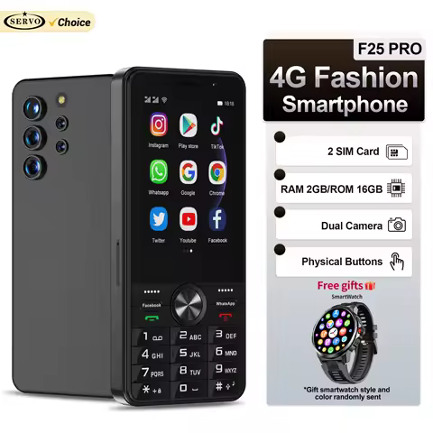 Free Smartwatch! SERVO F25 PRO Android Button Smartphone 4G LTE 2GB RAM 16GB ROM Play Store WiFi Hotspot 3.5" Touch Smart Phones