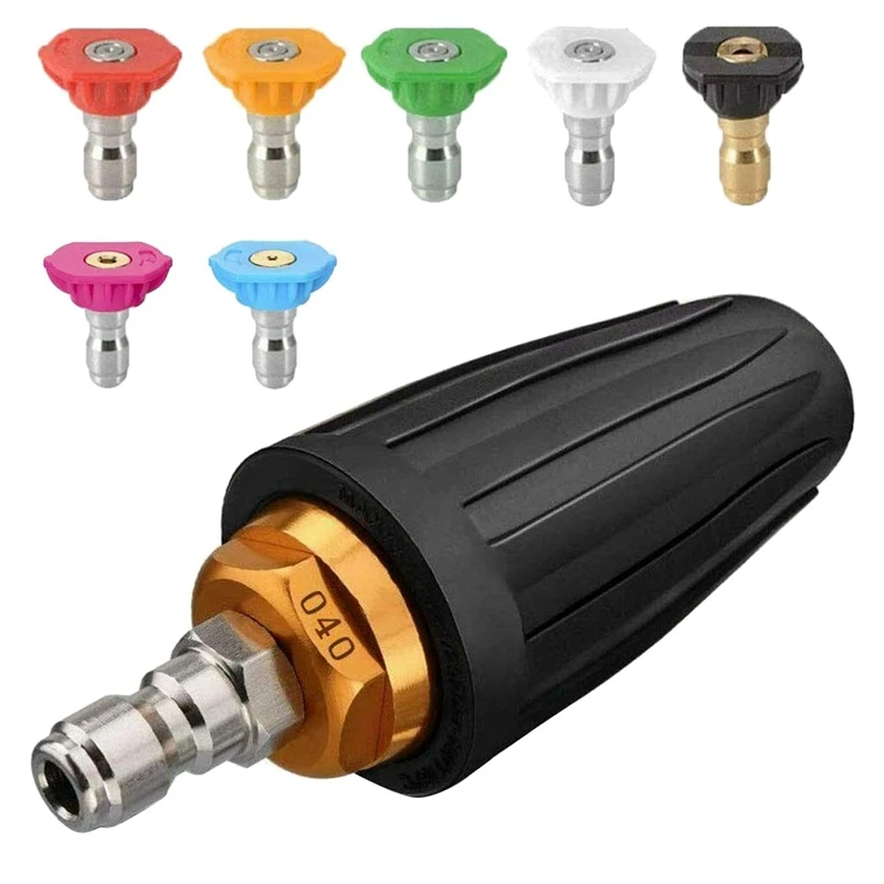 1 Set Pressure Washer Adapter Set G3/8 Inch Female Quick Connect Plug And Socket & 1 Set Turbo Nozzle
