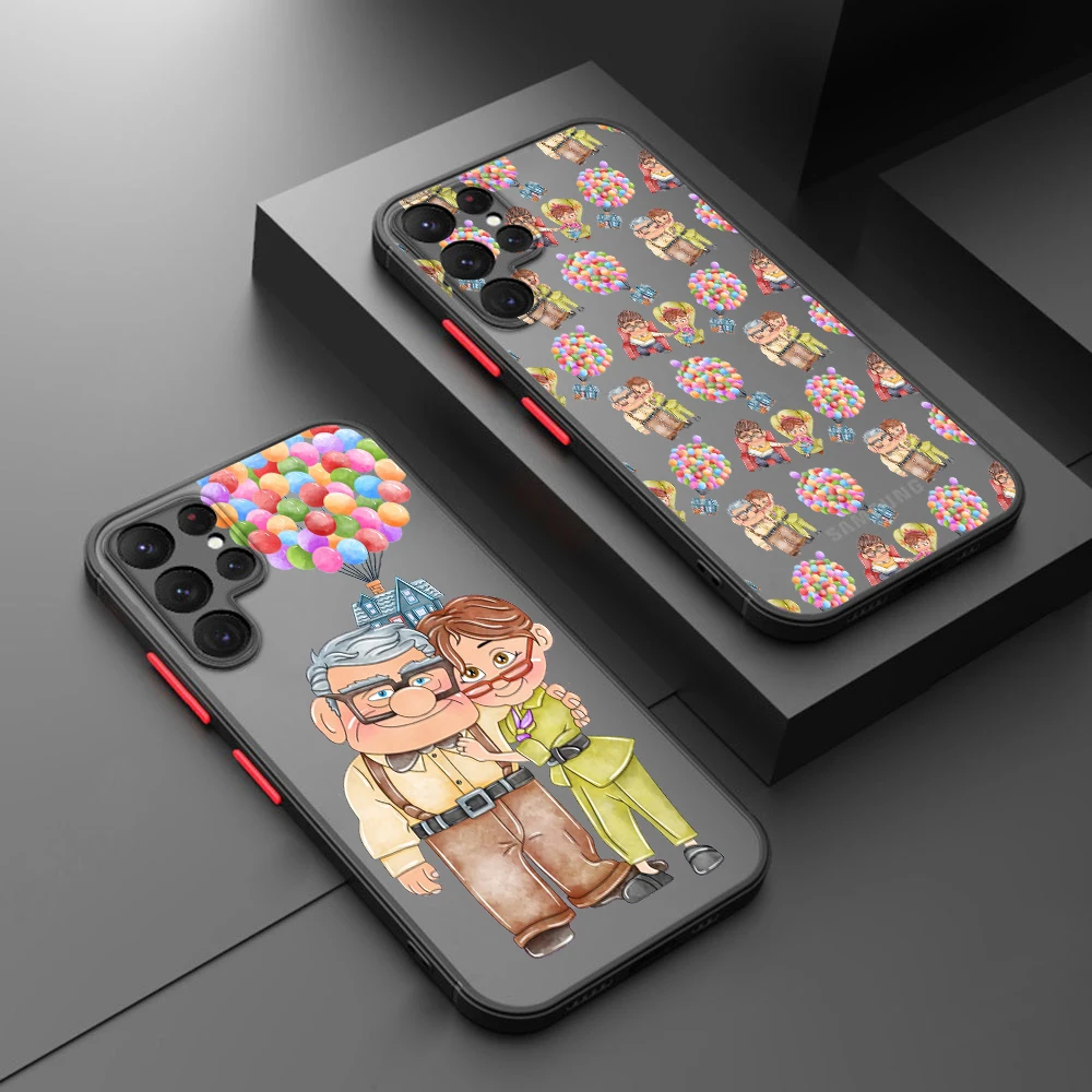 Disney UP Anime For Samsung Galaxy S23 S22 S21 S20 FE Ultra Plus S10 Lite 5G Frosted Translucent Phone Case