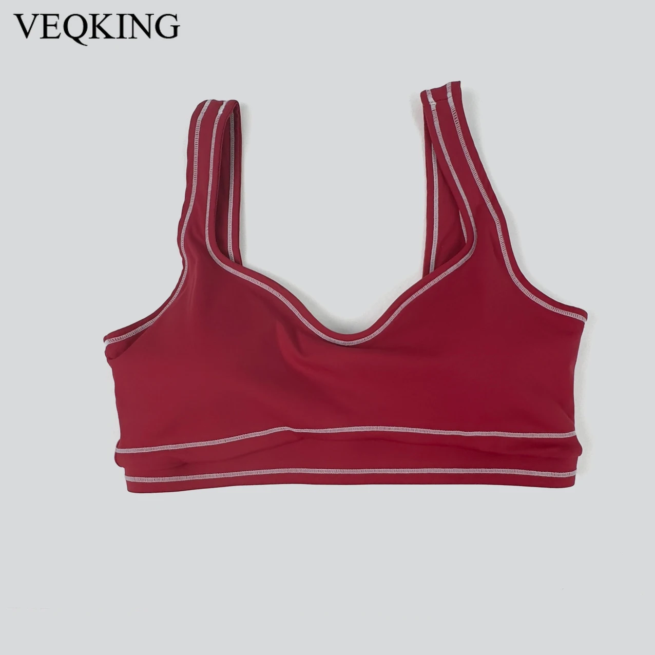 

VEQKING Color Contrast Women Yoga Bras Detachable Pads Sports Crop Tops High Support Gym Vest Shockproof Quick Dry Workout Bra