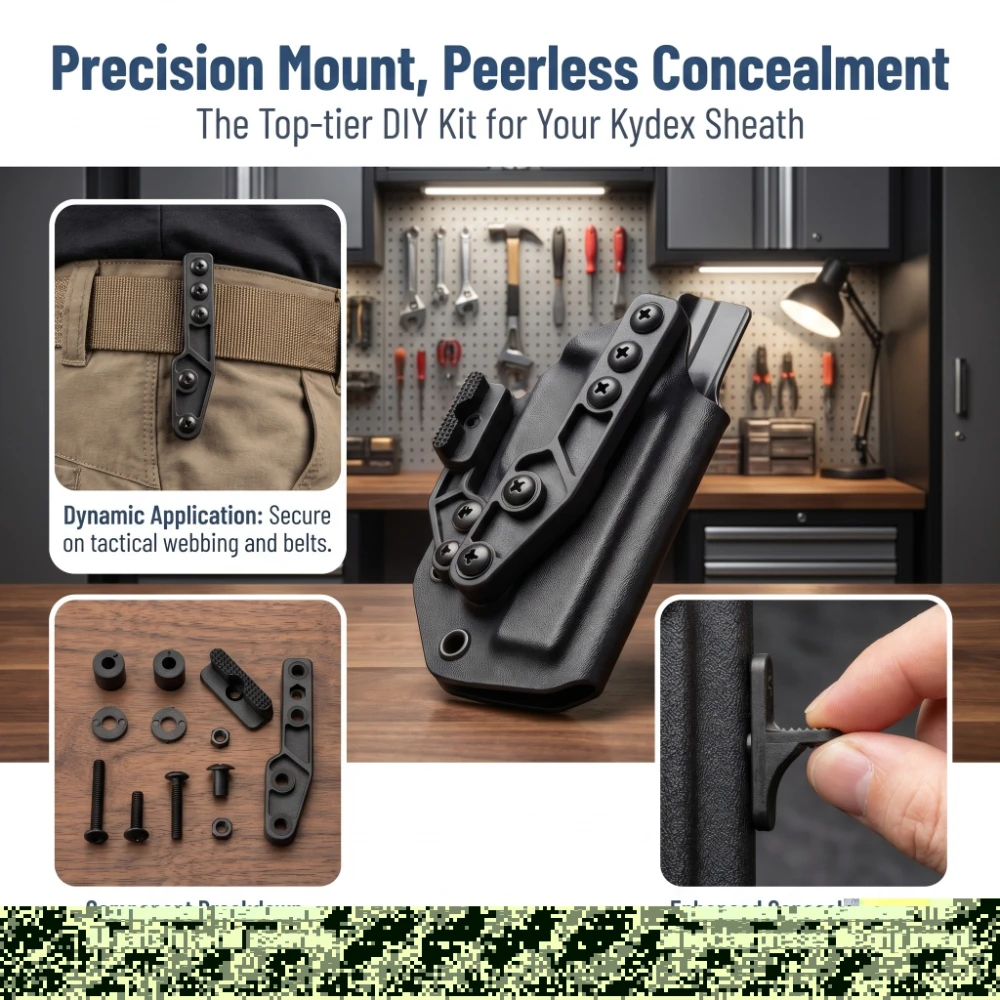 Injection Nylon Kydex Sheath Claw Belt Clip DIY Kit Adjustable Waist Carry Accessories for EDC Fixed Blade Knife Sheath view 2