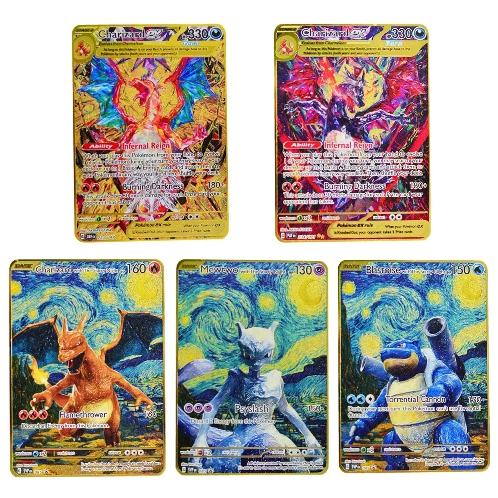 

5Pcs Pokemon Metal Card Metal Pokemon Letters Venusaur Vmax Blastoise Charizard Vstar Pikachu Golden Iron Cards Anime Games Toys