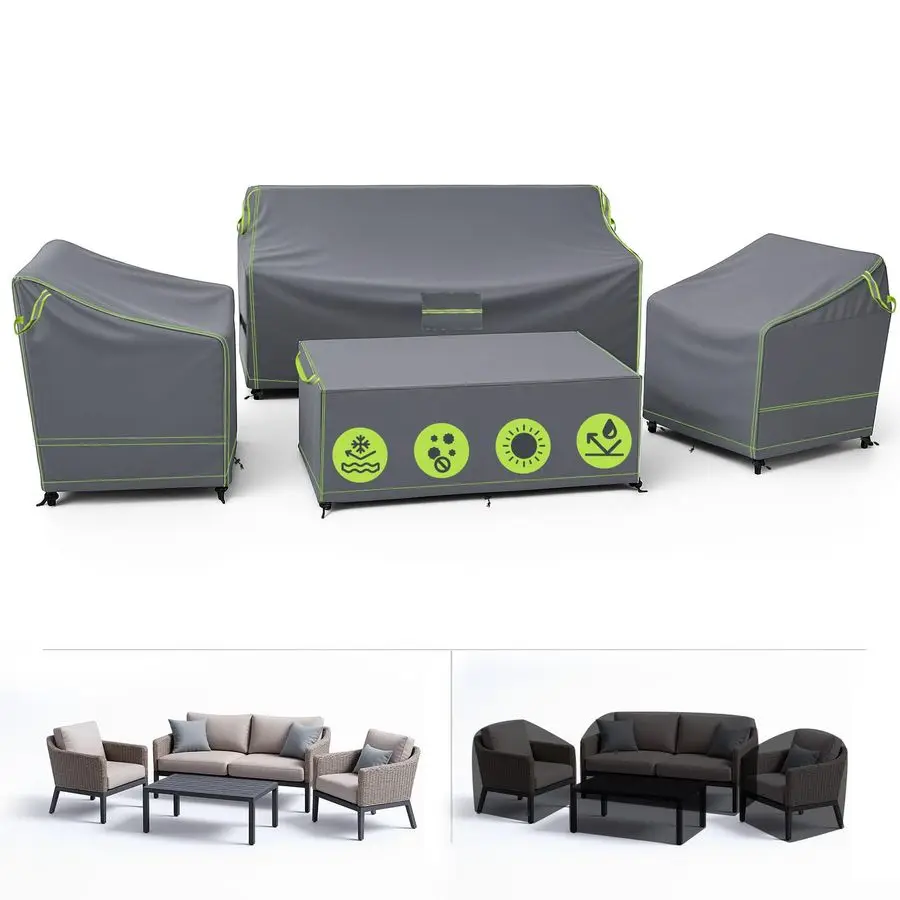 Patio Furniture Covers Waterproof 4 Pieces, Outdoor Seating Set Covers for Loveseat Sofa Chairs Table, 420D Oxford Fabric Weathe