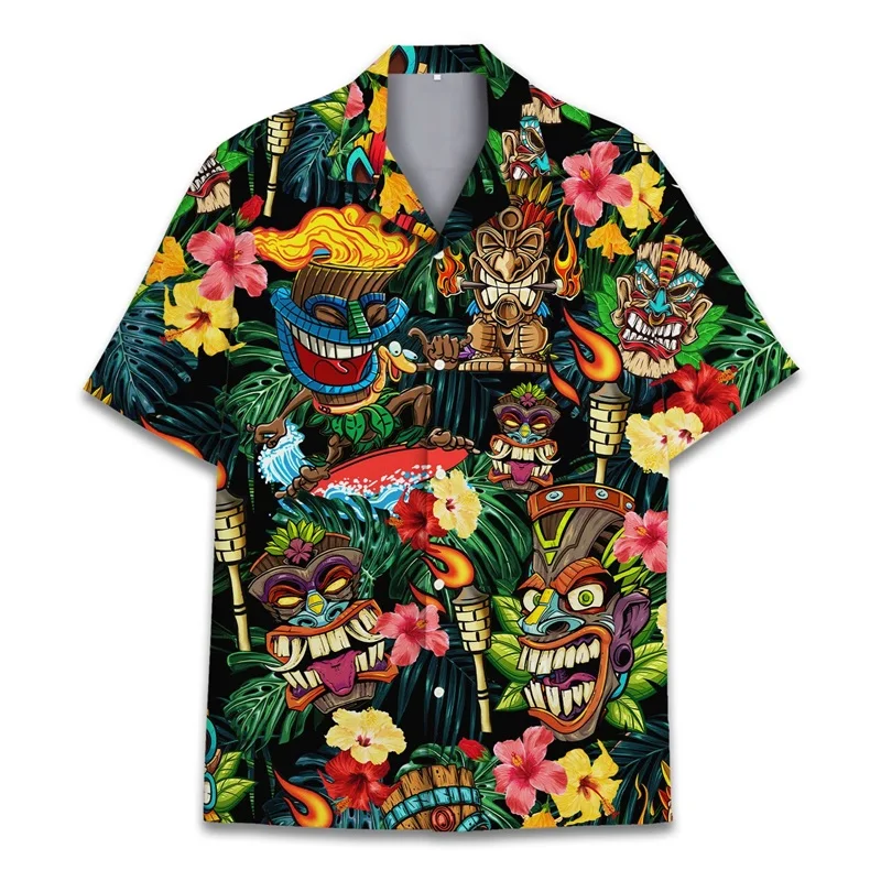 3D Print Funny Animal Hawaiian Shirts For Men Women Summer Short Sleeve Casual Relaxed-Fit Button Down Beach Shirt Mens Tshirt