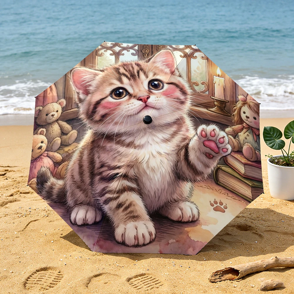 Animal, flower, tree, landscape, printed travel folding umbrella, portable automatic opening and closing folding umbrella