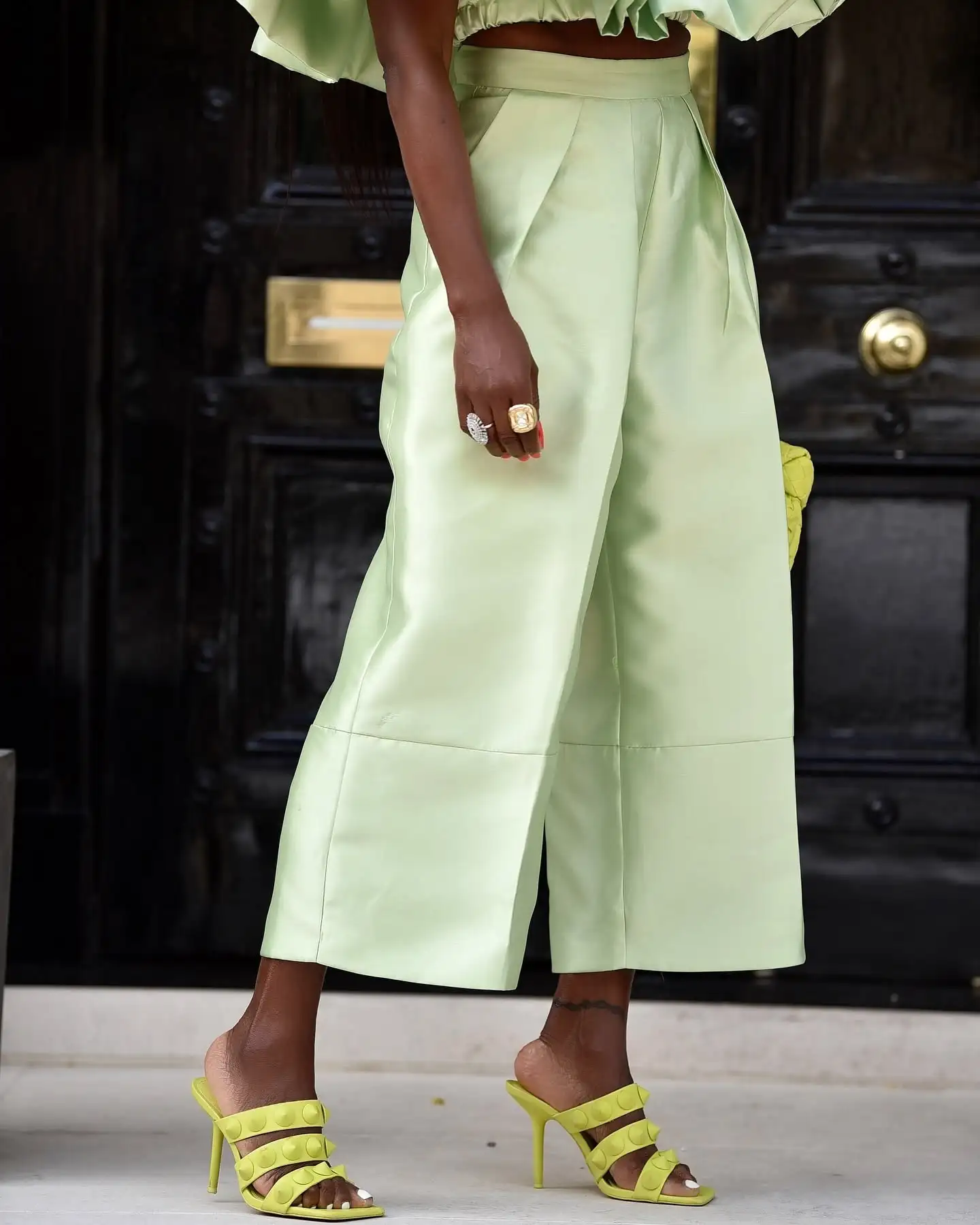 Couture Grass-Conjunto de 2 piezas para mujer, Top corto y pantalón holgado con bolsillos, vestido largo, prendas de vestir a la moda