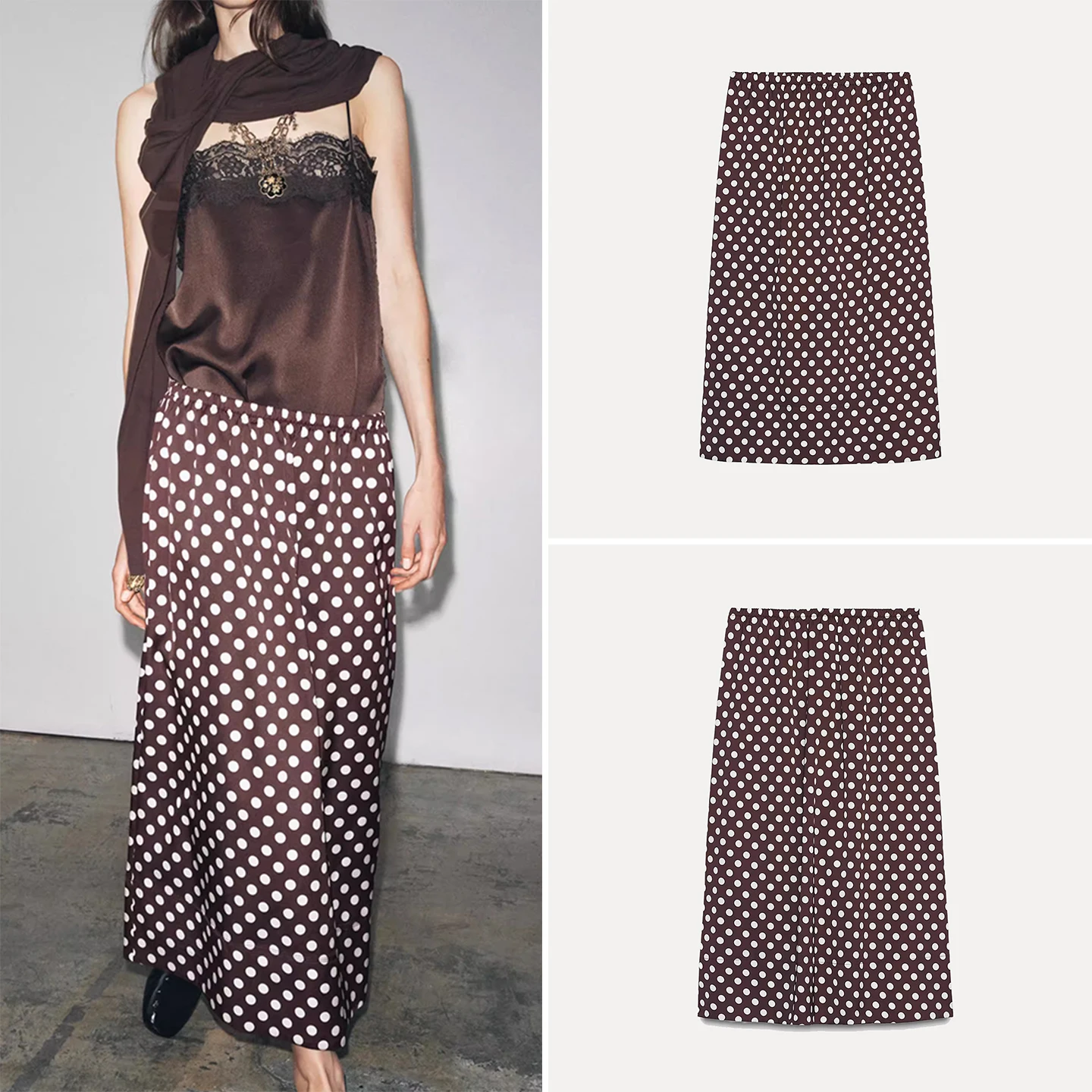 

Casual Faionable Polka Dot f-length Skirt for Women Spring Autumn Season Straight Cut mid Waist Design Versatile Dr