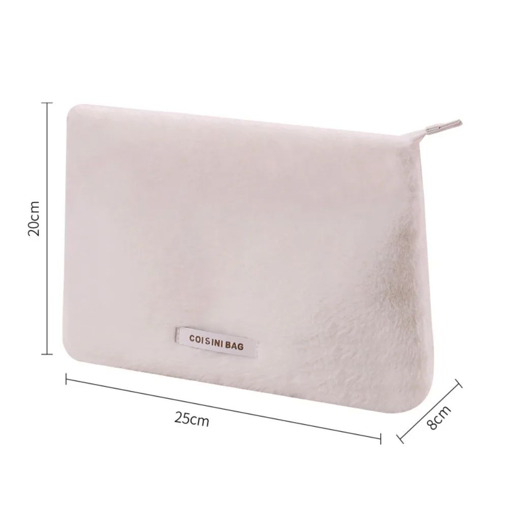

Portable Handbags Plush Cosmetic Bag Large Capacity All Match Plush Clutch Bag Solid Color Square Bag Travel