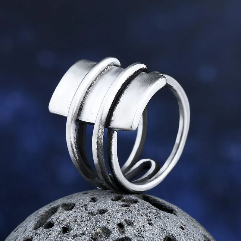 Stainless Steel Viking Simple Ring Geometry vintage Hammer retro punk Classic Ring Male finger Love Jewelry for man Gift OSR526