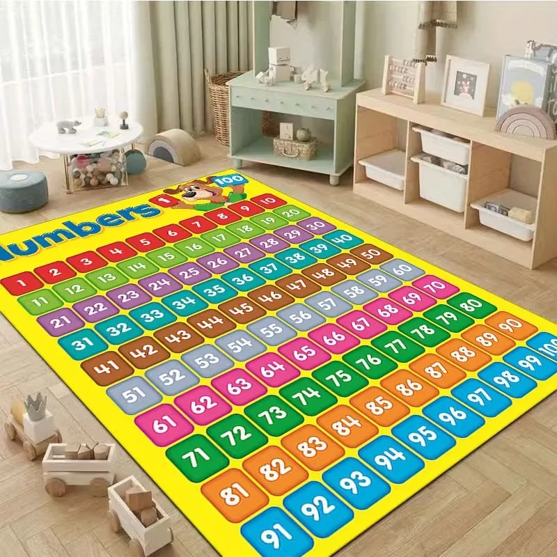 Educational Numbers 1-100 Kids Play Rug, Colorful Math Learning Area Carpet, Non-Slip Washable Floor Mat for Playroom - view 5