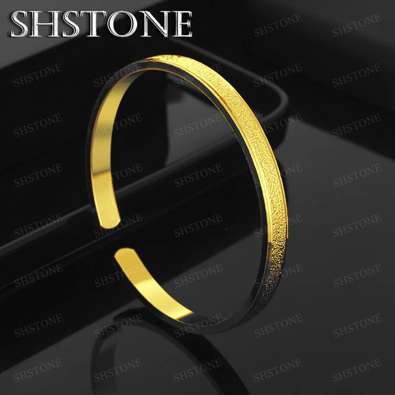 

Wholesale 18k Gold Round Opening Bangles Women Party Fashion Simple Fine Jewelry Anniversary Gifts Versatile Accessories