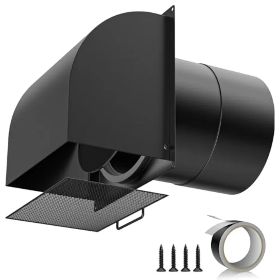 

Upgraded] 8 Inch Hooded Wall Vent with Magnetic Seal Flap and Removable MeshArc-Shaped 8'' Exhaust Wall Vent Cover Cap for Kitc