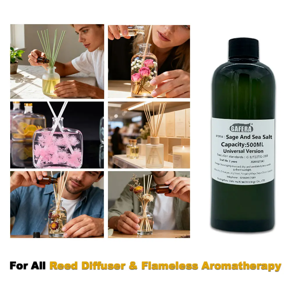 GAFERA 500 مل (16.9 أونصة سائلة) زيت الكمثرى الإنجليزي فريسيا/الأرز العطري - لموزع قصب الفندق/الغرفة/المرحاض والعلاج العطري عديم اللهب