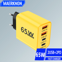 Total 65W USB C Charger 4 Ports PD Type C Fast Chargring Phone Charger For iPhone Xiaomi Samsung Huawei EU/US Plug Wall Charger