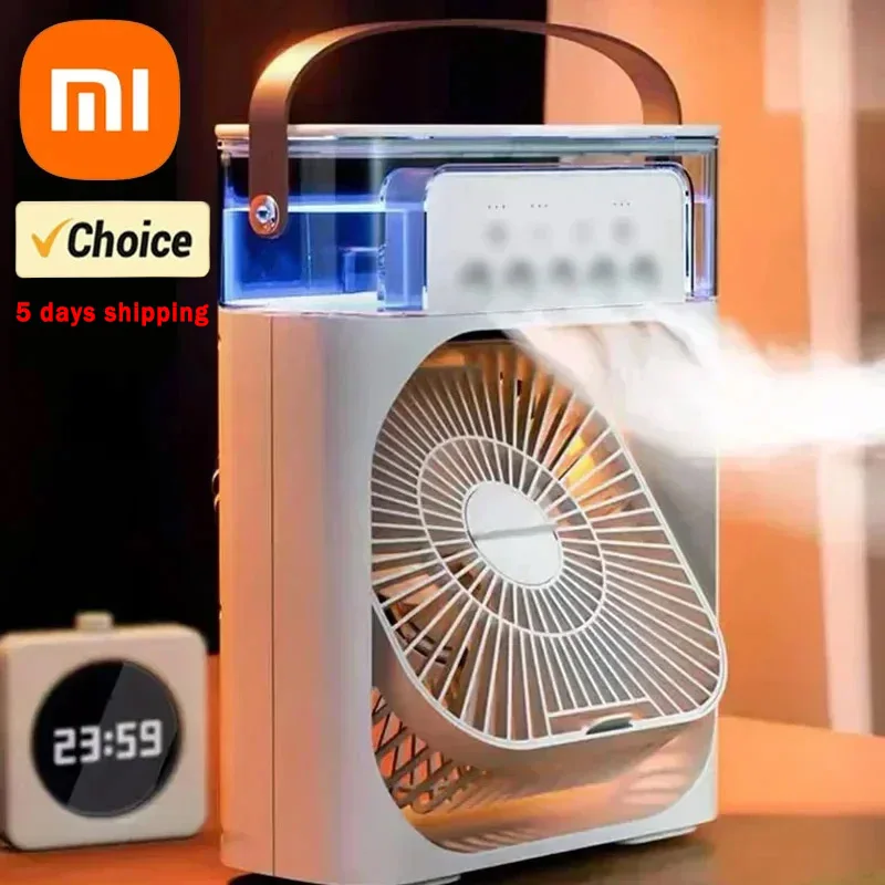 

Xiaomi 2024 NEW Portable Fan Air Conditioners USB Electric Fan LED Night Light Water Mist Fun 3 in 1 Air Humidifie for Home