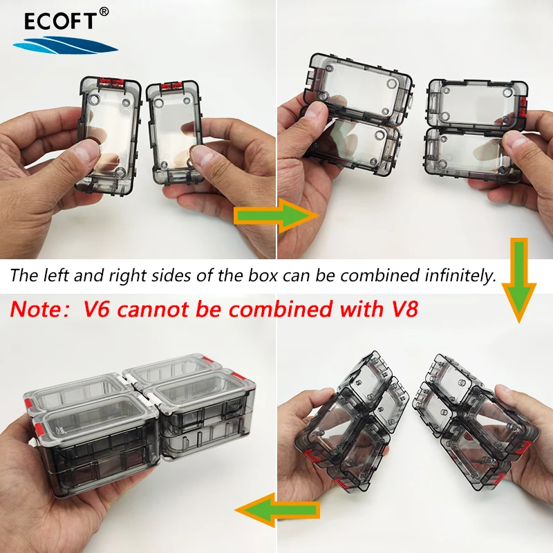 Caja de aparejos de pesca expandible, caja de herramientas impermeable, contenedores de almacenamiento de anzuelos de pesca de doble cara, estuche