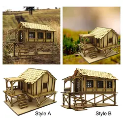 1/72 Wooden Cabin DIY Painting Wooden 3D Puzzle House Modeling Kits for Accessory Architecture Model War Scene Sand Table Decor