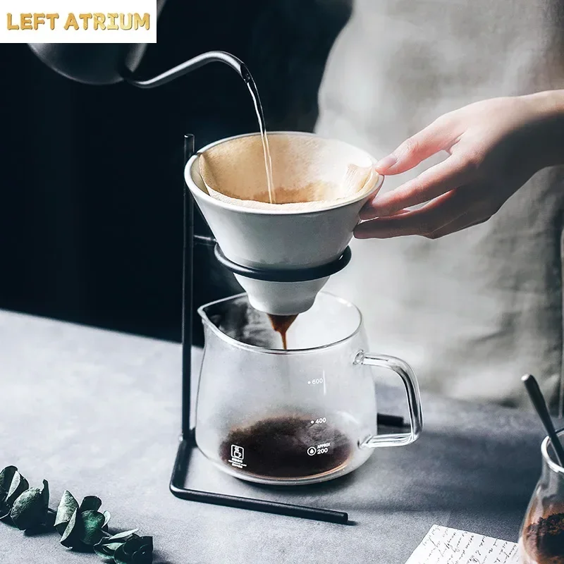 Ceramic One-Person Hand Made Coffee Maker Set, Household Drip-in Glass Filter Cup, Coffeepot Appliance, Graduated Accessories