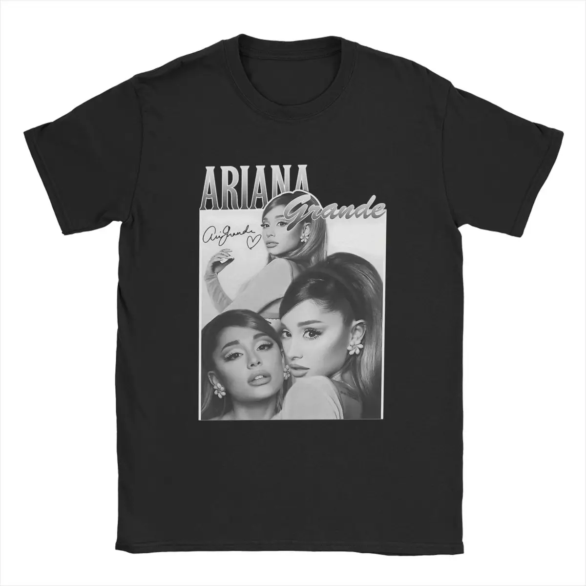 Ariana Singer Grande Vintage Pop Music T-Shirts Men R&B 2024 Novelty Pure Cotton Tee Crewneck Short Sleeve T Shirt Summer Tops