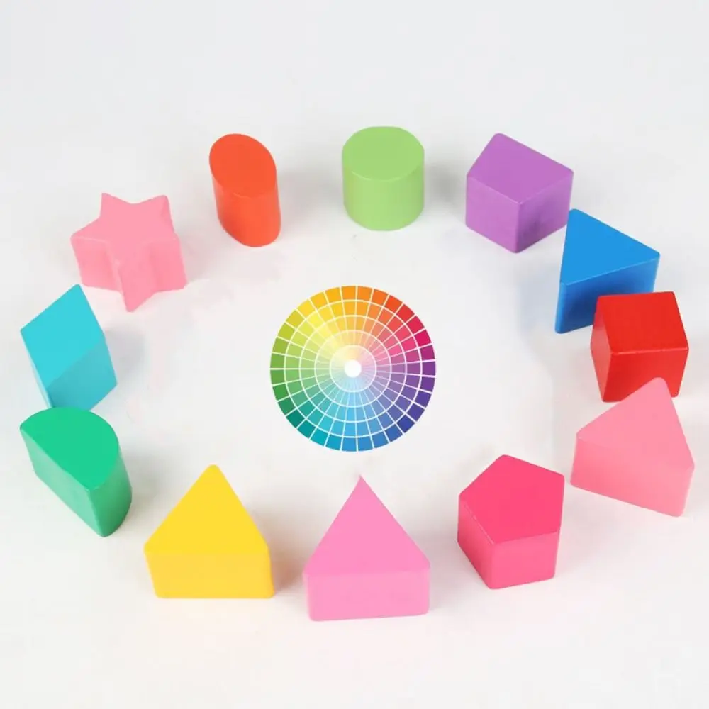 Trieur de formes Montessori en bois, boîte carrée, tri de formes colorées, blocs de construction à 13 trous pour la maternelle