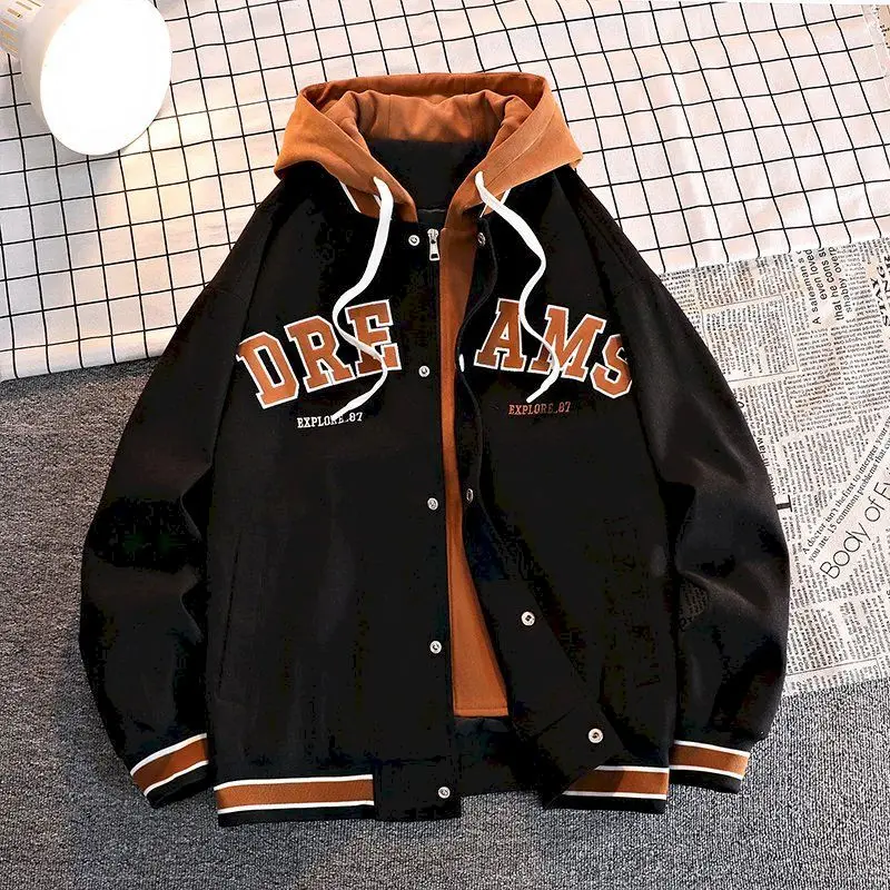 Fashion Fake Two-piece Hoodies Women Autumn Winter Trendy Hooded Jackets Loose Casual Hooded Baseball Suit Streetwear Y2k Coats