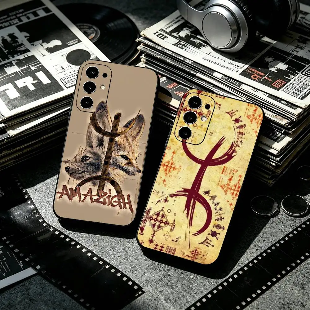 A-Amazigh Berber Flag  Soft Silicone Case for Samsung S26, S24, S21, S22, S23, S30, Ultra, Plus, FE, Lite-Black