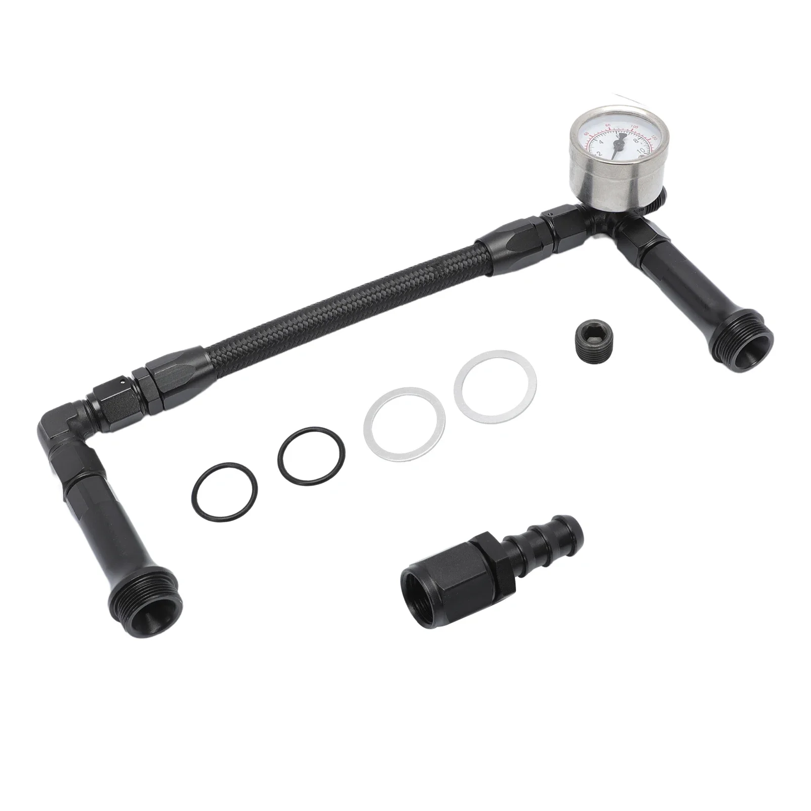 For Holley 4150 Carburetor with Vacuum Pressure Gauge Braided AN6 Dual Feed Carb Fuel Line Double Pump