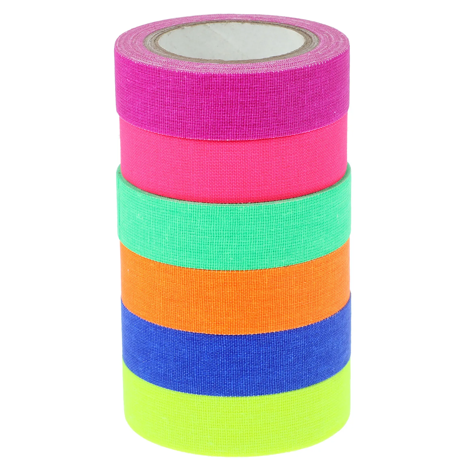 

6pcs Tape 15mmx5m Colorful No Residue Matte High Adhesion UV Fluorescent Neon Cloth Party Stage Decor